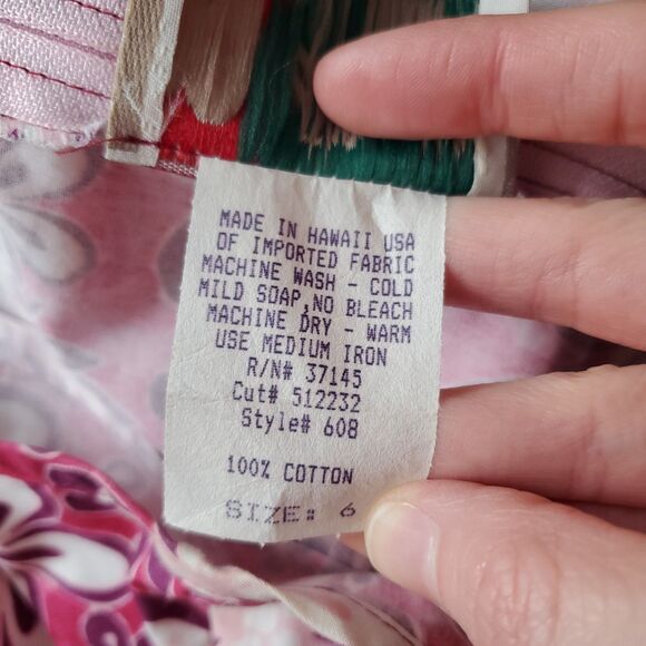 Vintage 90s Hilo Hattie Hawaiian Pink Floral Maxi Dress - Picture 8 of 8